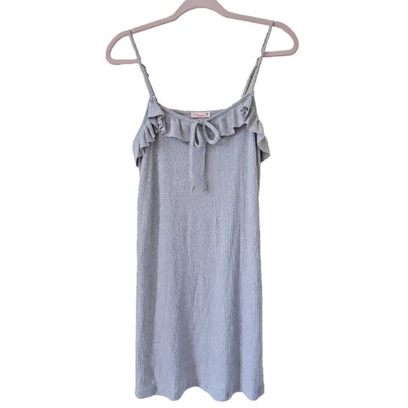 Anthropologie Maronie  Sundress Womens M Gray Ruffled Top Spaghetti Straps Short - Picture 1 of 12